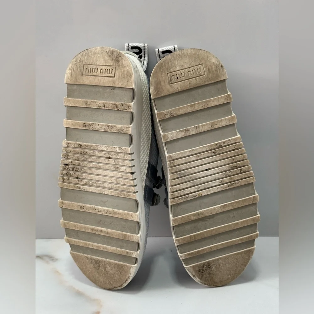 Miu Miu Grey Crystal Embellished Slip-On Sneakers Size 36.5 - Picture 13 of 14
